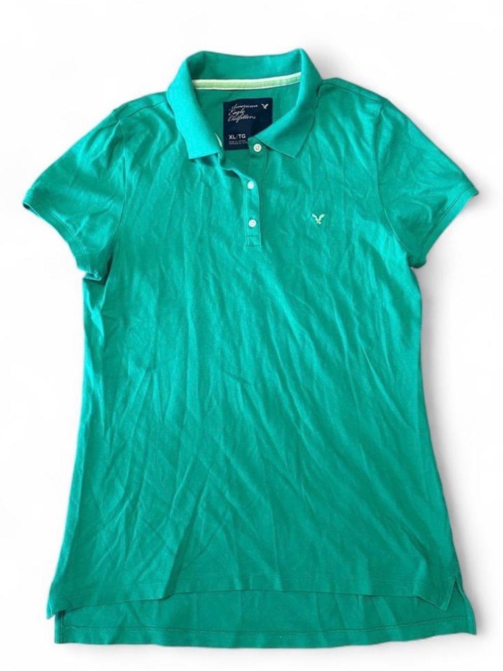 Y2K American Eagle Outfitters Turquoise Polo Shirt Women’s XL Cotton